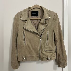 Olivaceous Tan Suede Moto Jacket - size L